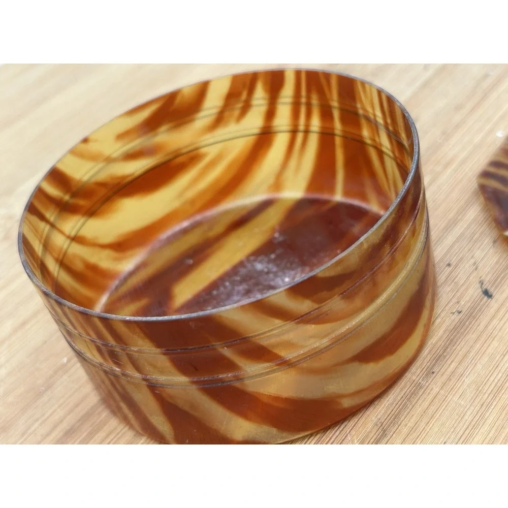 Vintage‎ Celluloid Faux Tortoise Shell Vanity Powder Trinket Box